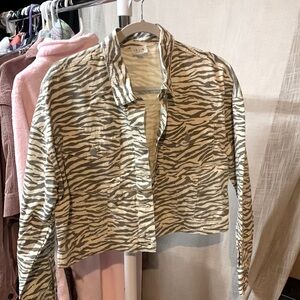 Le Lis by Anthropologie zebra print jacket,gray and off-white zebra pattern Szsm